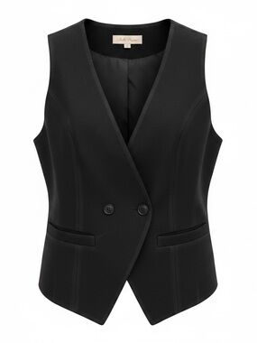 Que Black Double-Breasted Women's Vest
